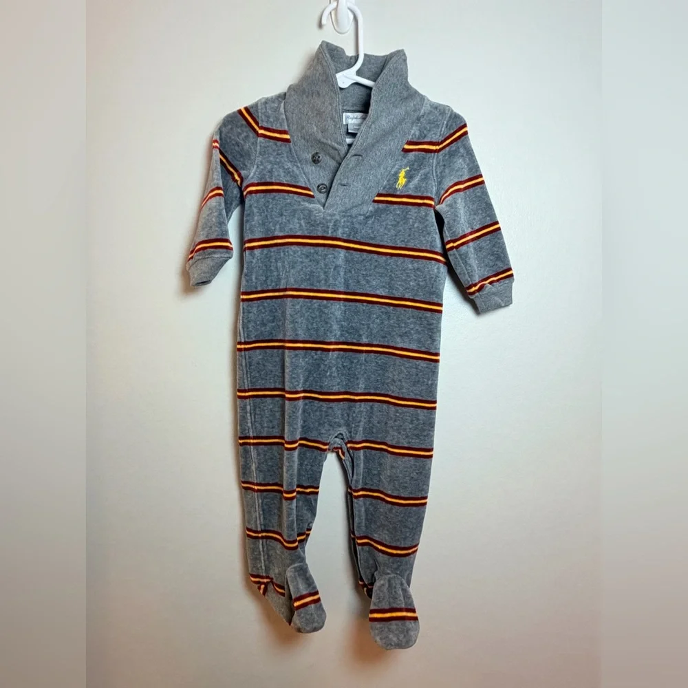 Ralph Lauren Velour Harry Potter Striped Footed Coverall - Size 9 Months